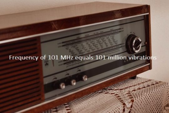 How many vibrations per second are associated with a 101-MHz Radio Wave